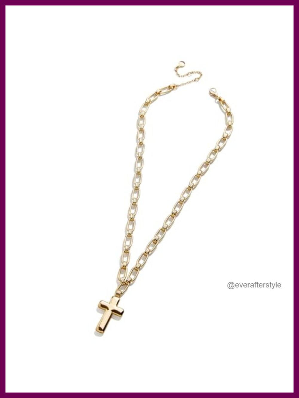 Oversized Puffy Cross Pendant Necklace on Chunky Chain
